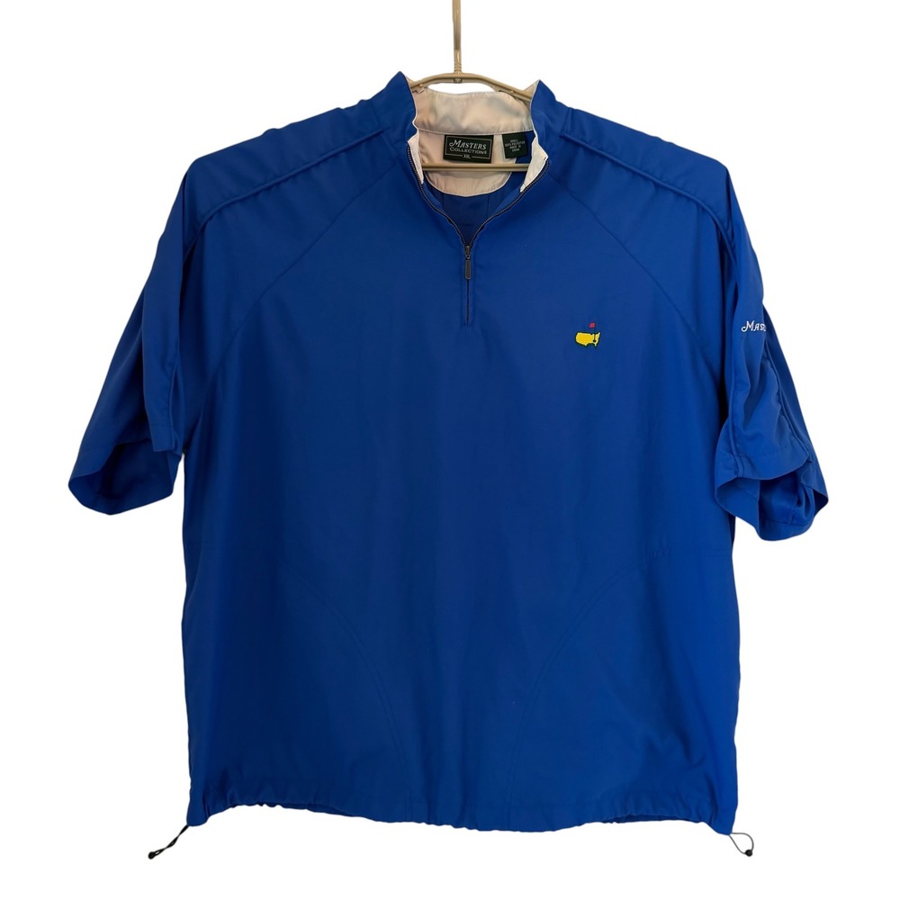 Masters Collection Mens XXL Royal Blue Short Sleeve Quarter Zip Windbreaker Golf